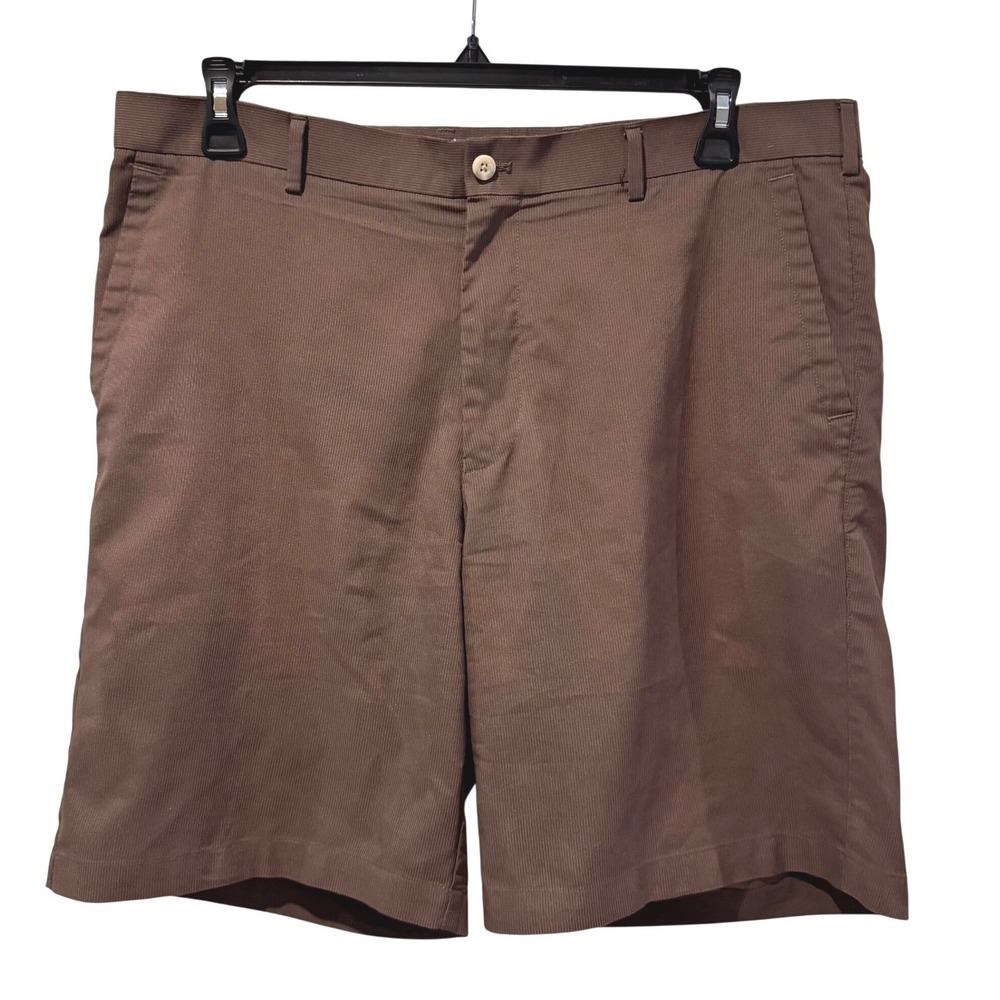 Peter Millar Mens 9" Wicking Shorts Brown Size 38 Polyester Flat‎ Front Golf